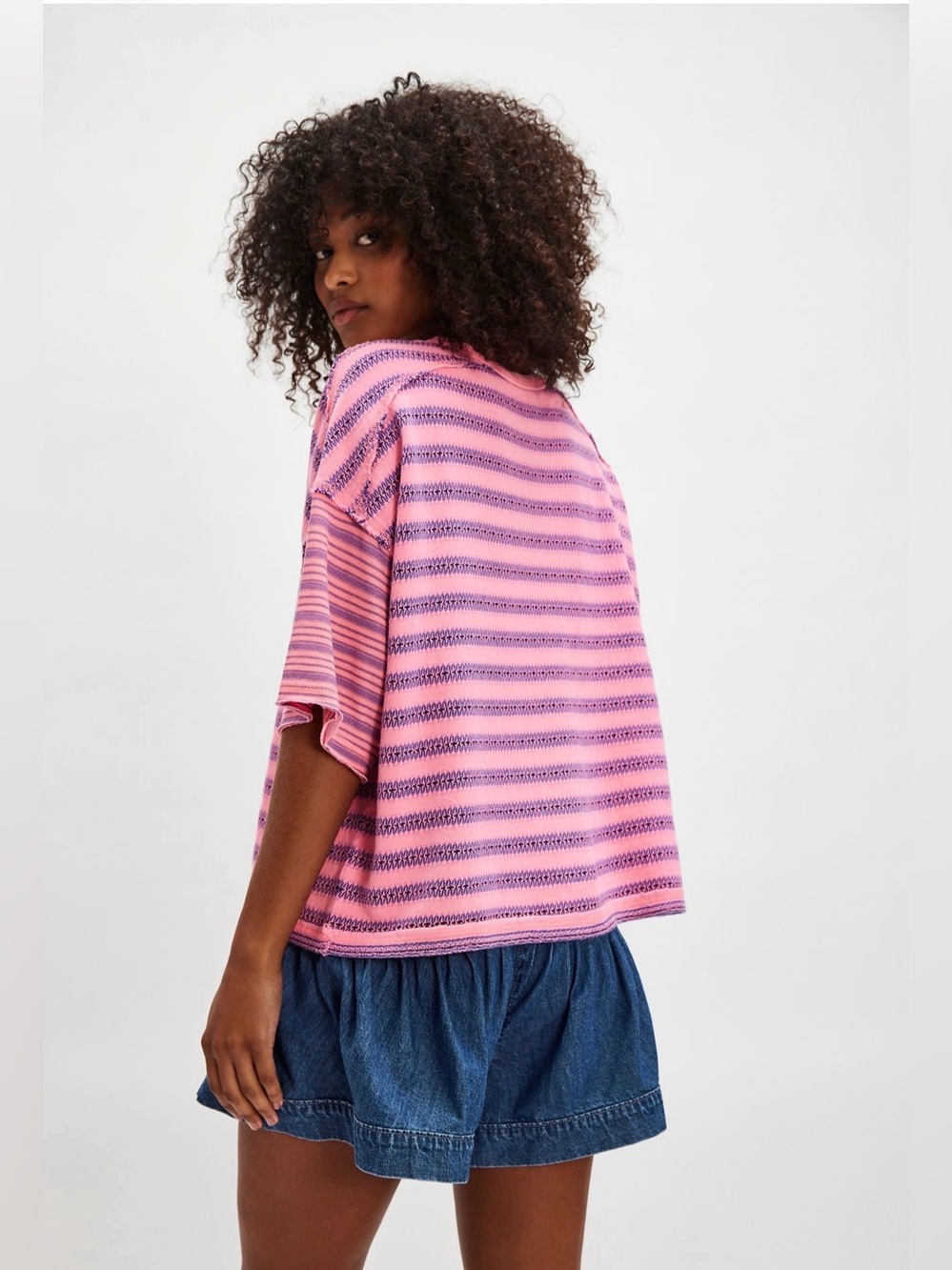 We The Free Summer Stripe Tee Neon Taffy Overdye - Picture 2 of 6